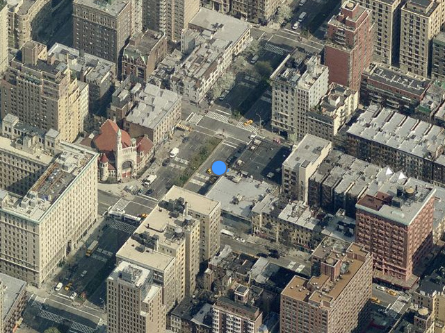 Overhead shot of 2230 Broadway (to the upper-left of the blue dot), from Bing Maps