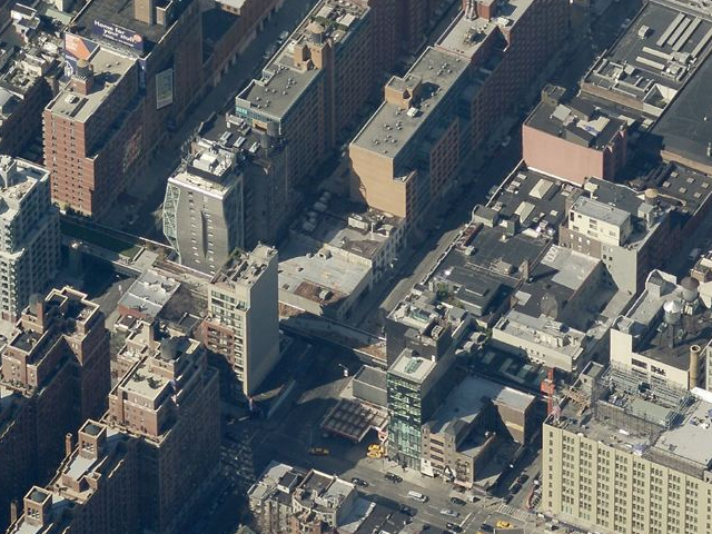 514 West 24th Street (low-rise building on the right in the middle), overhead shot by Bing Maps