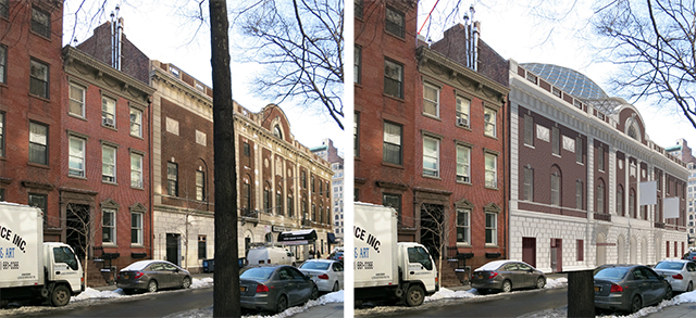 Tammany Hall, 17th Street side, existing and as approved