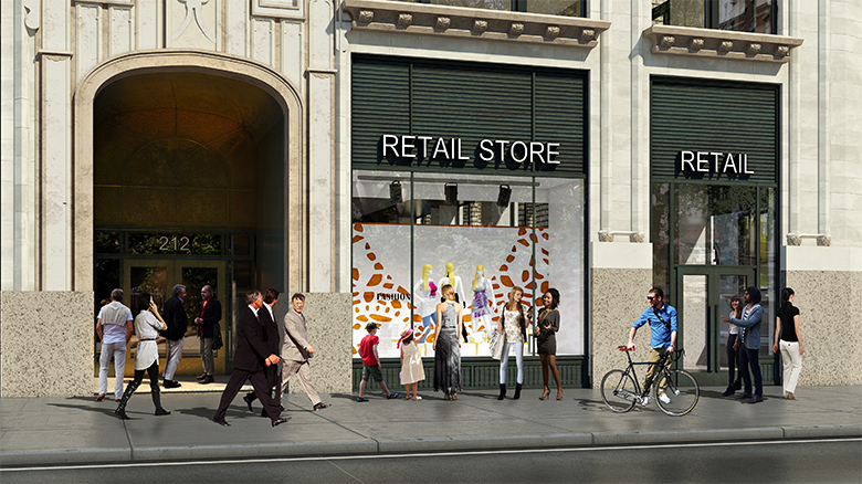Rendering of retail at 212 Fifth Avenue
