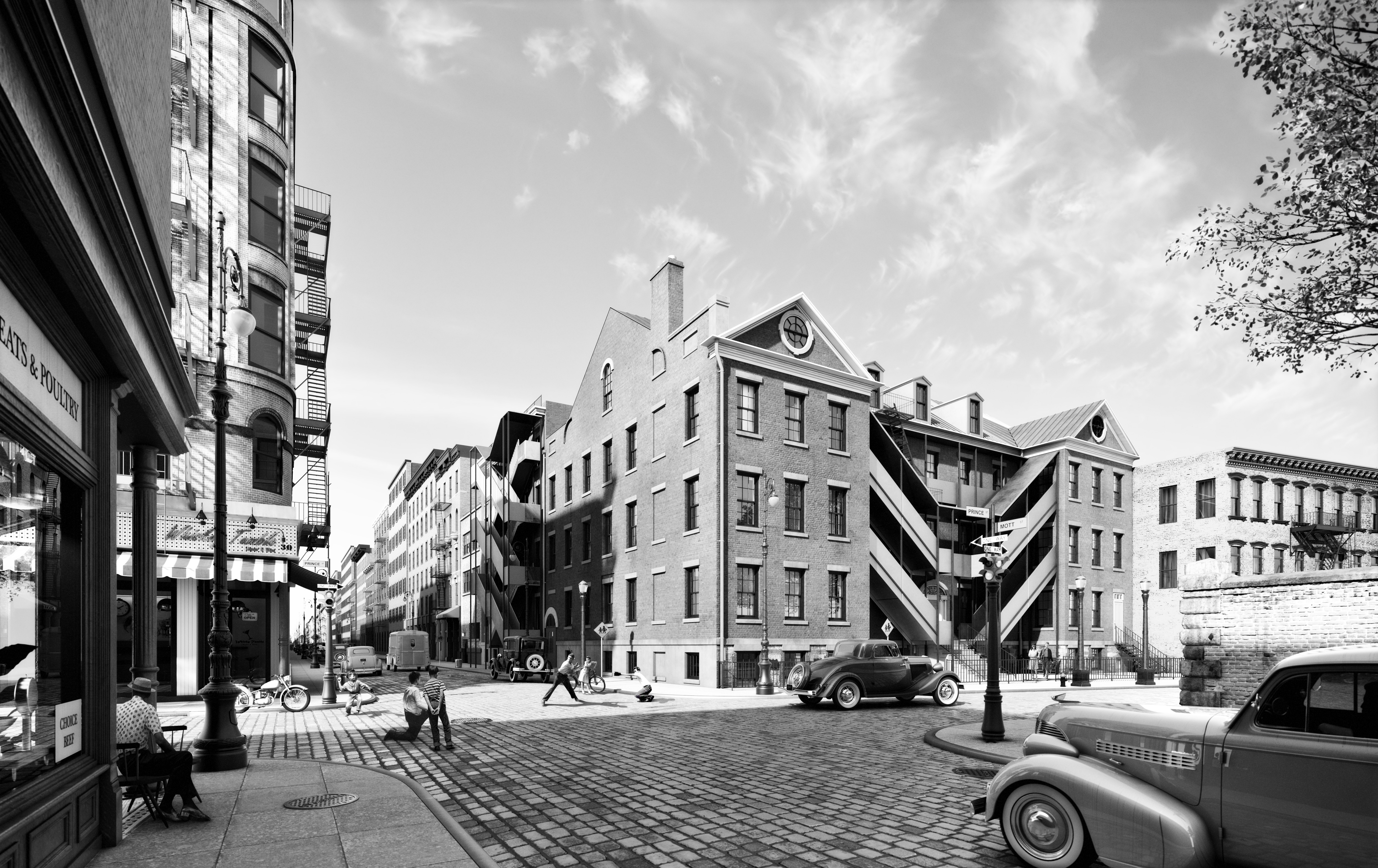 34 Prince Street in the 1940s, rendering by Marvel Architects