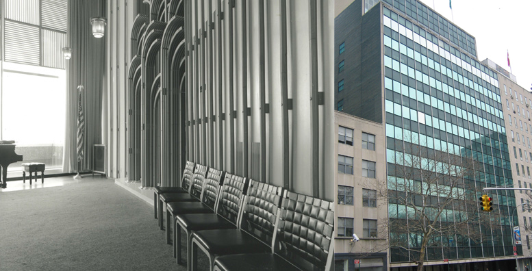 The Edgar J. Kaufman Conference Center (left) and 809 United Nations Plaza (right). LPC photos.