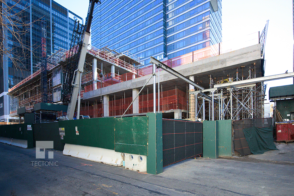 Construction at FRANK 57WEST, 600 West 58th Street. Photo by Tectonic.