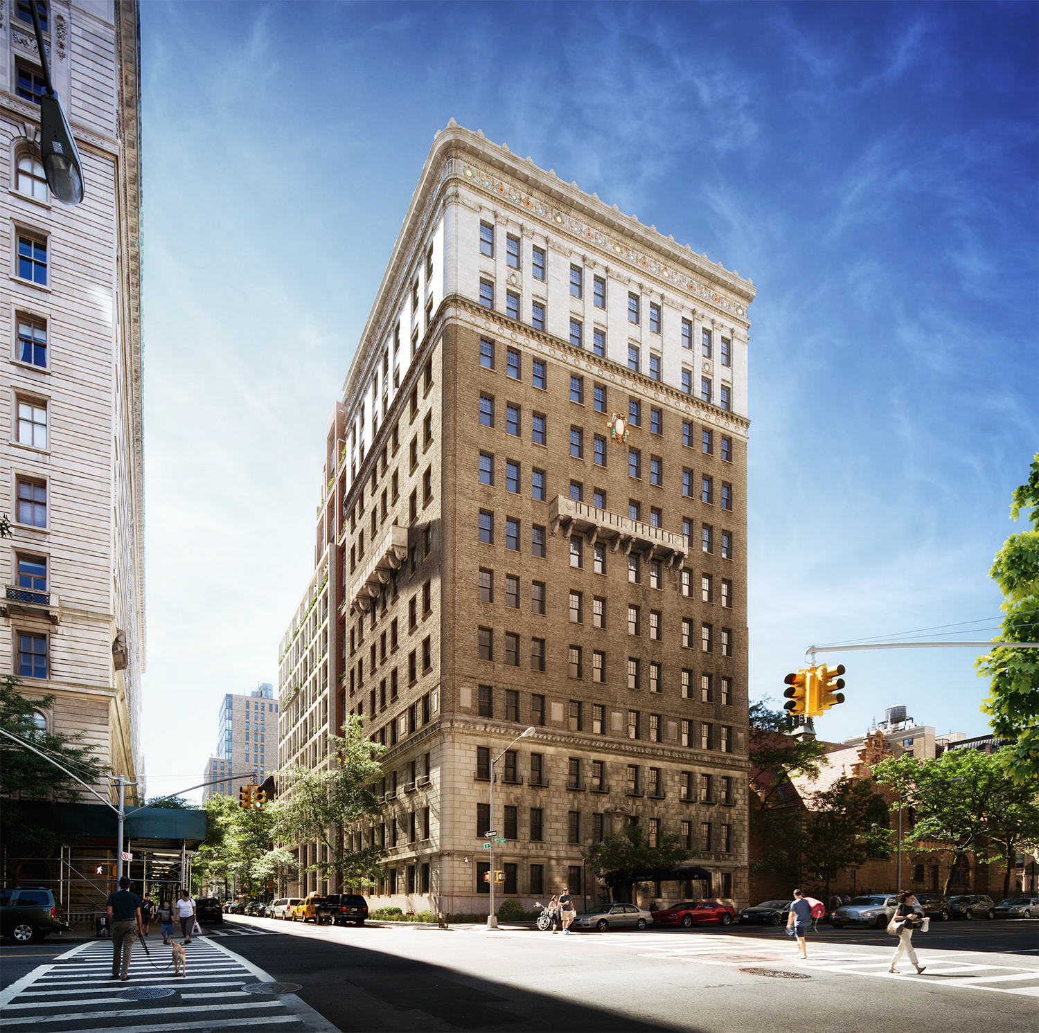 Rendering of the restored 378 West End Avenue with the new building to its east. By COOKFOX.