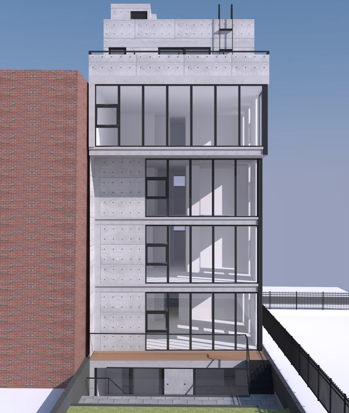 Rear view of 371 Baltic Street, rendering by Atelier New York Architecture