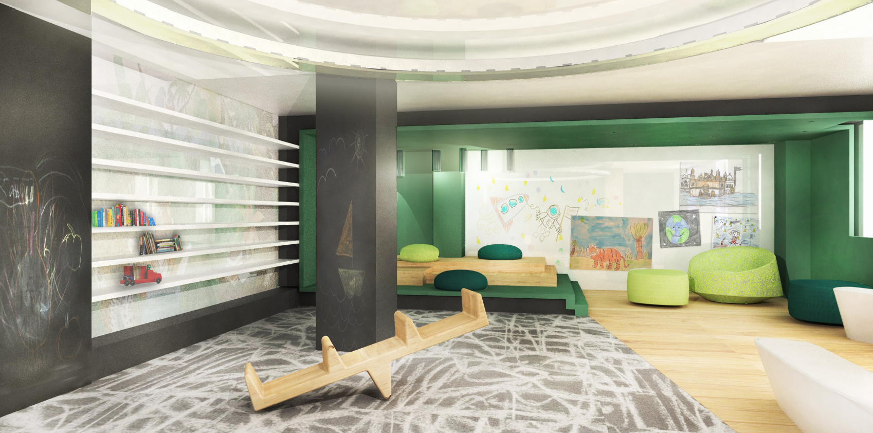 Playroom at 38 Sixth Avenue, rendering by SHoP Architects