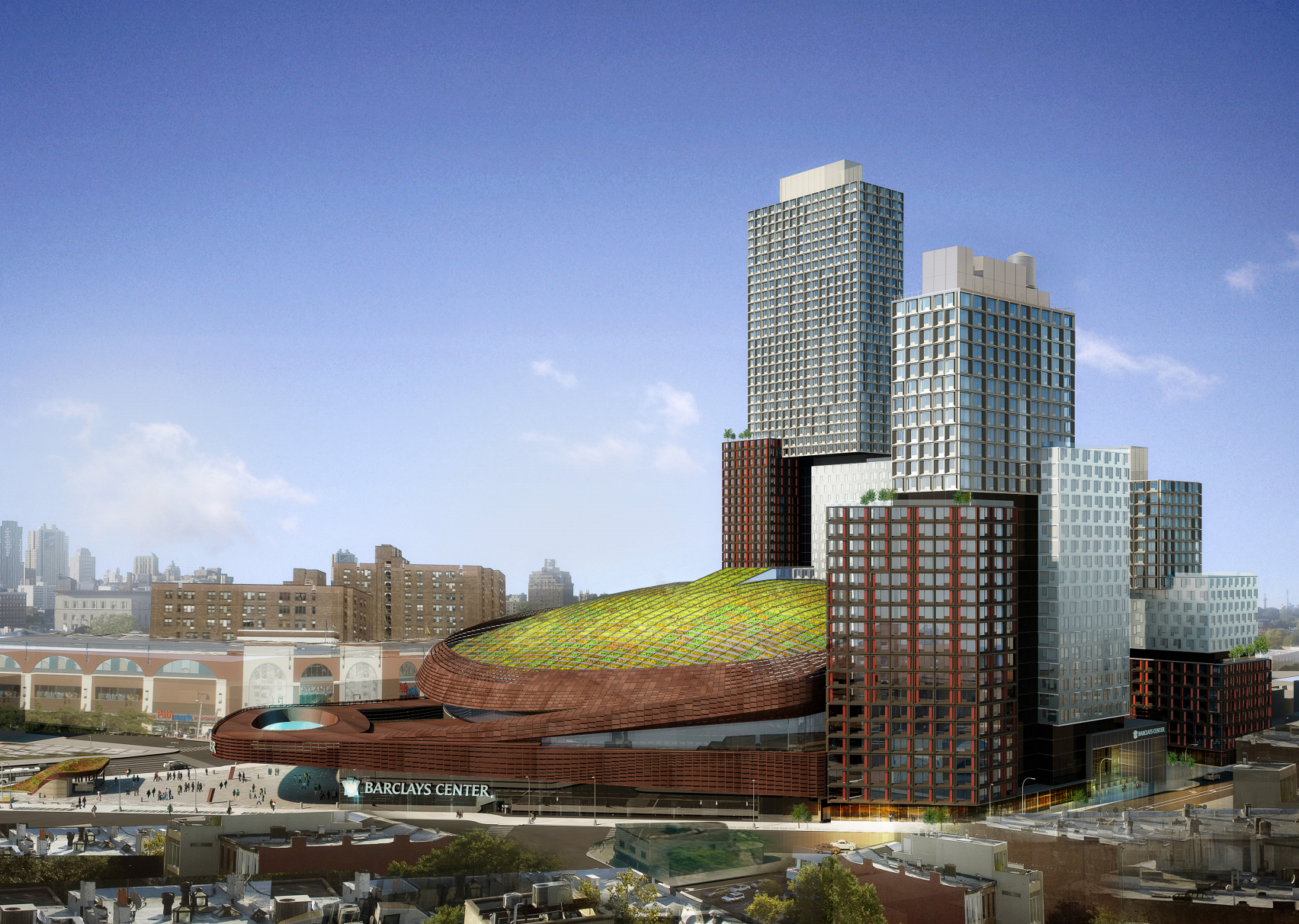 38 Sixth Avenue and the Barlcays Center, rendering by SHoP Architects