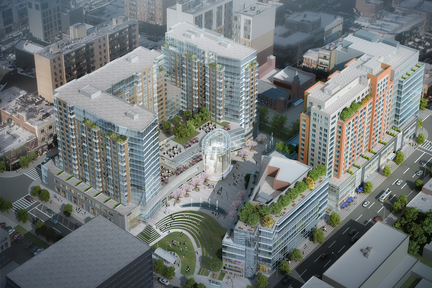 Rendering of Flushing Commons. Credit: Conway + Partners