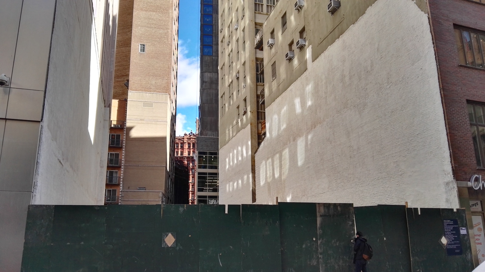 143 Fulton Street construction site, Fulton Street side. Photo courtesy YIMBY reader Rich Brome.