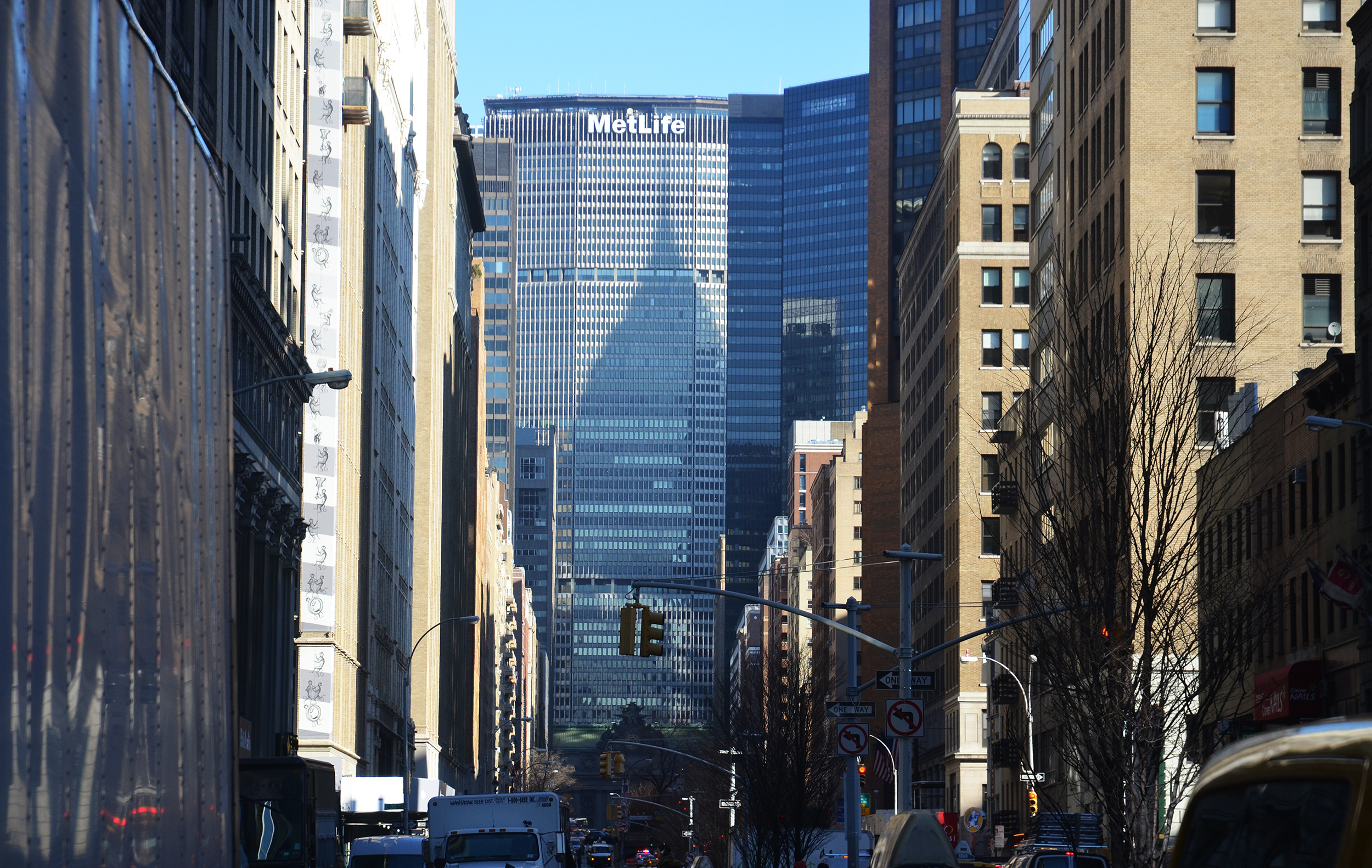 The MetLife Building with the shadow of the Chrysler Building. Photo by Evan Bindelglass.