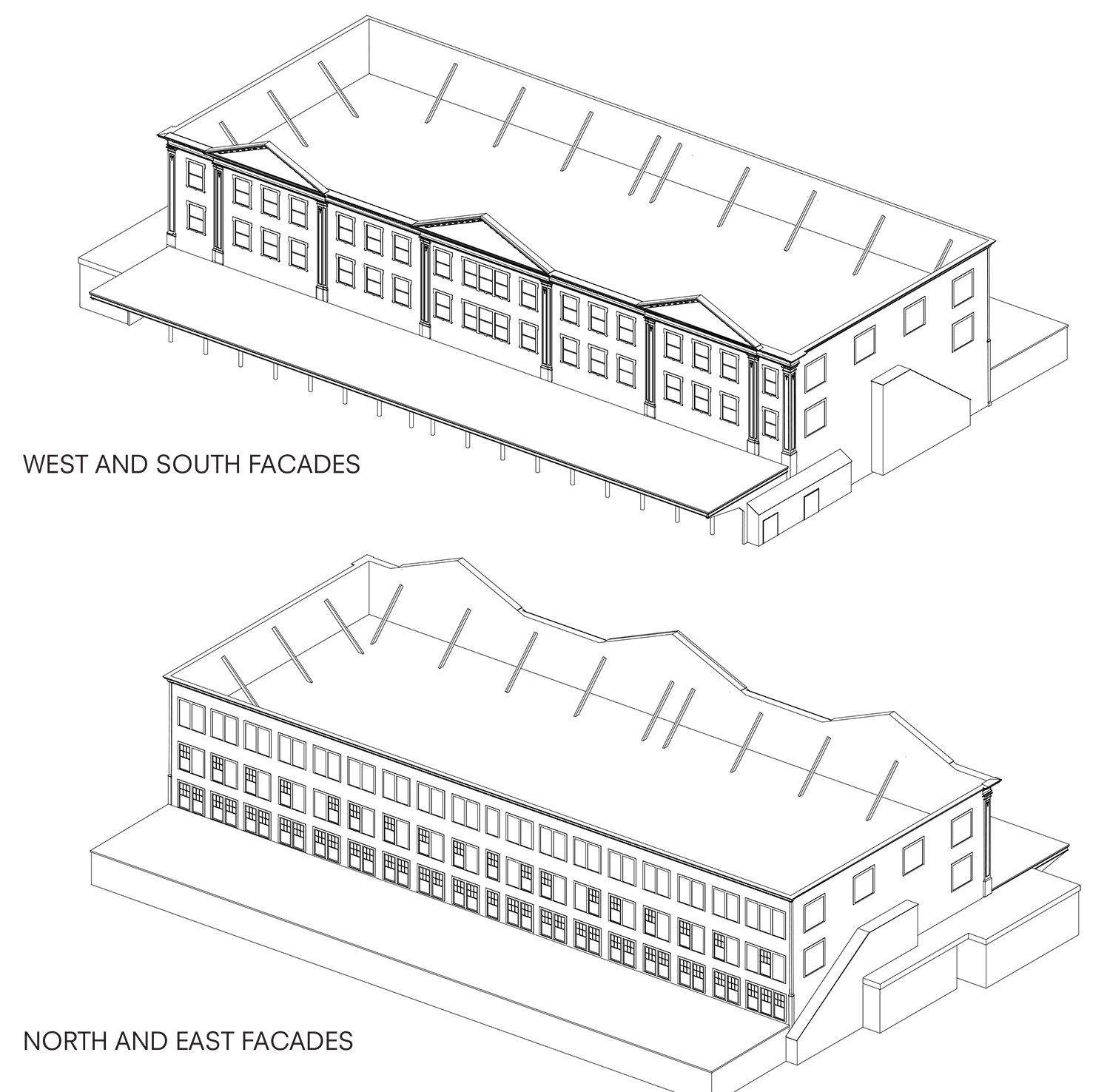 Diagram showing the post-fire reconstruction of the Tin Building.
