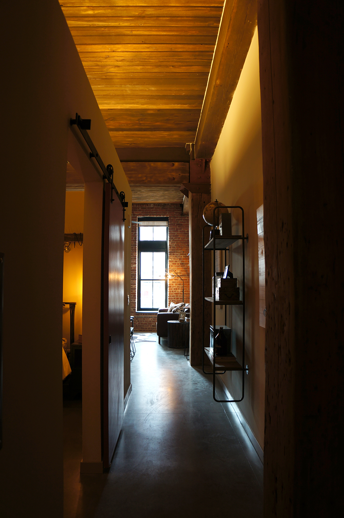 The hallway in a one-bedroom.