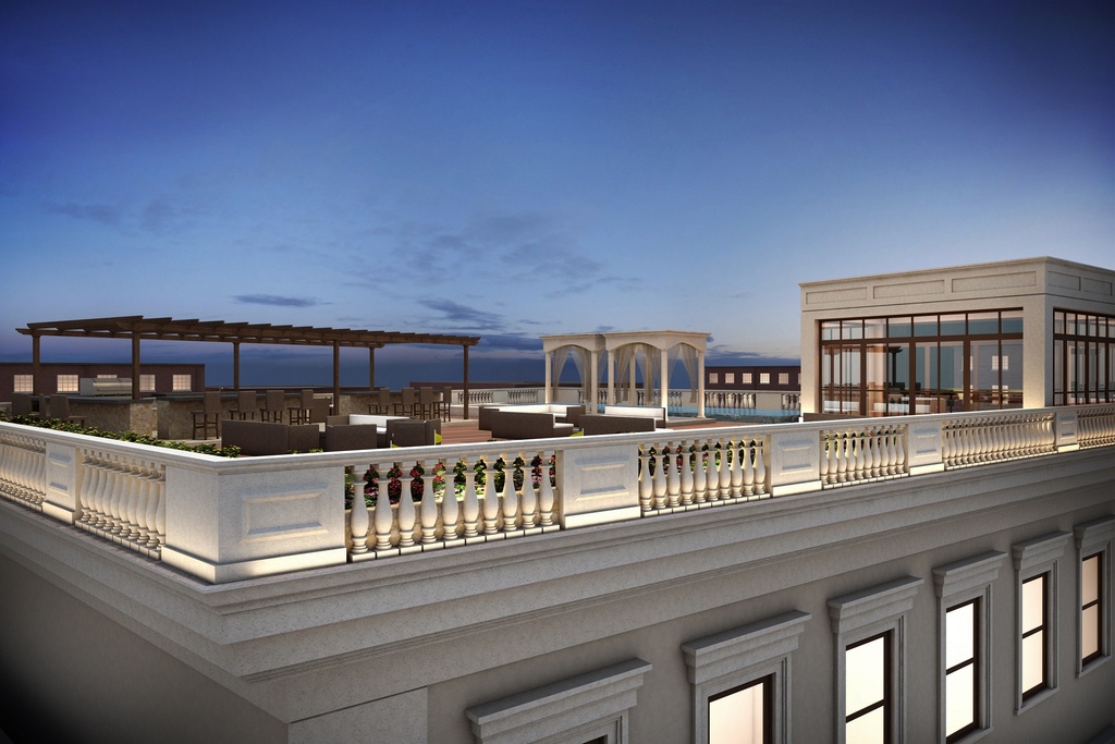 Rendering of the roof deck for the Cabrini Boulevard townhouses, via Nest Seekers