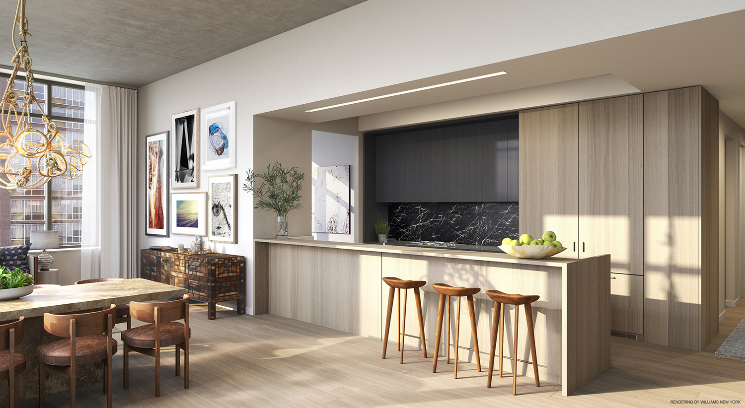 Rendering of a kitchen at 196 Orchard Street. Credit: Williams New York