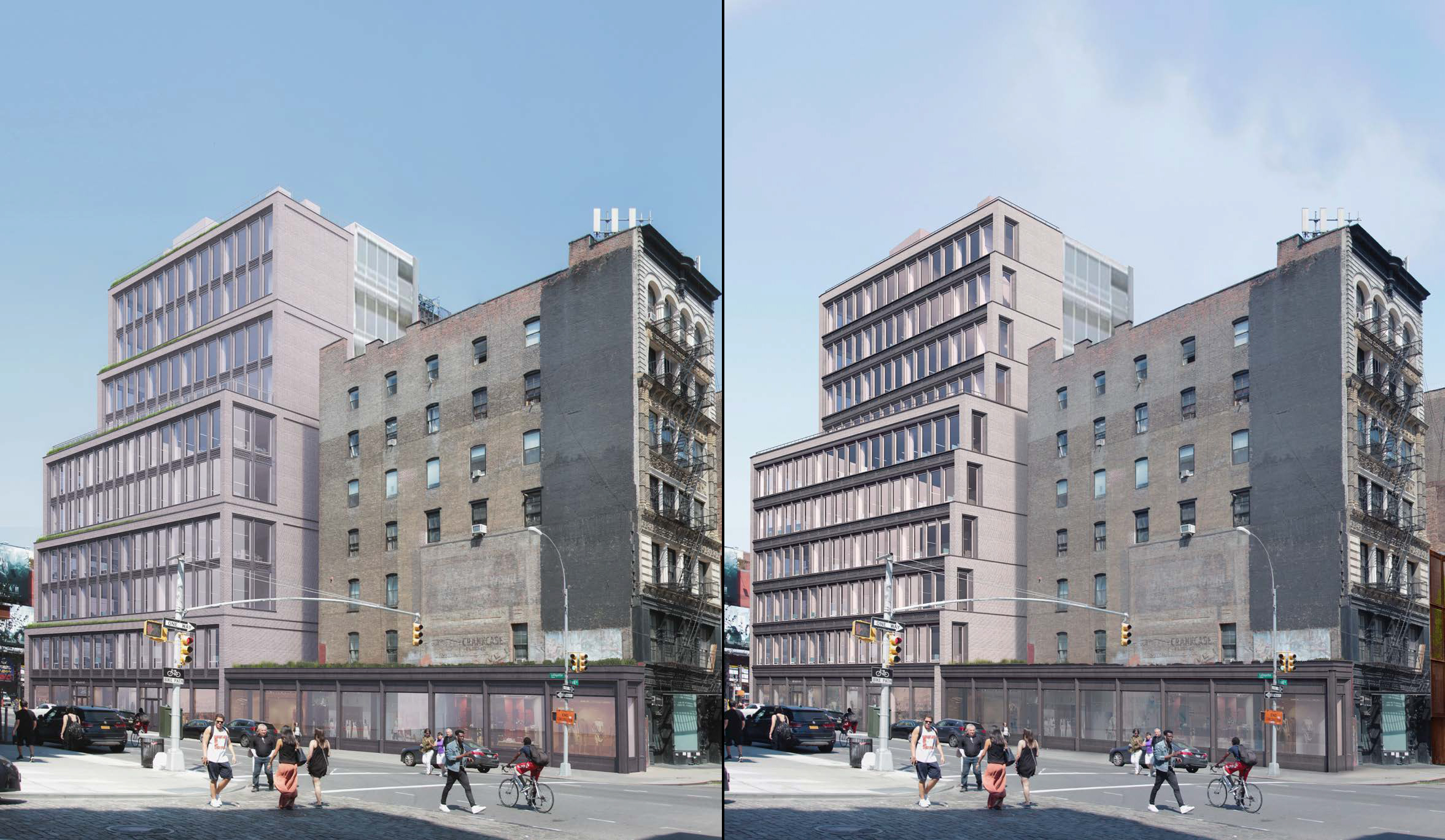 Proposals for 363 Lafayette Street, previous and revised