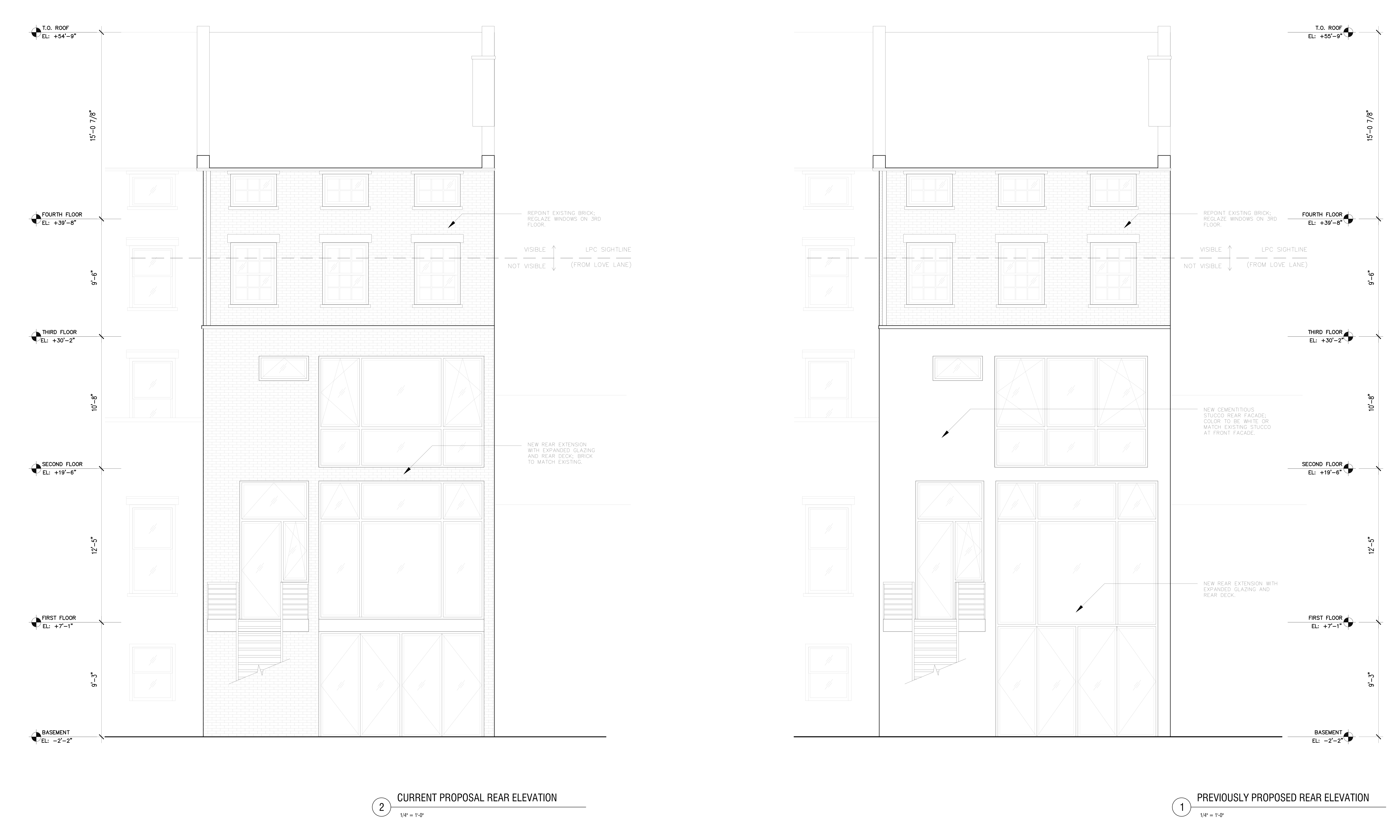 Current and previous proposal for the rear of 152 Henry Street