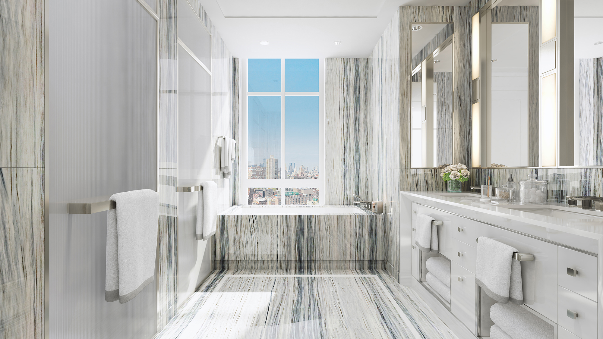 Rendering of a bathroom at The Kent, 200 East 95th Street