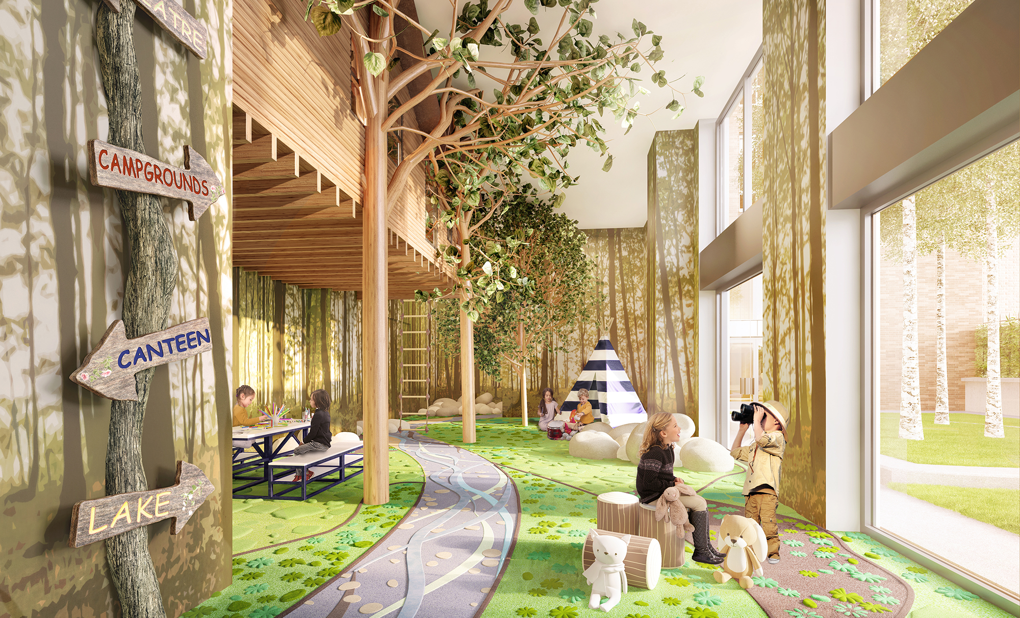 Rendering of the children's playroom at The Kent, 200 East 95th Street