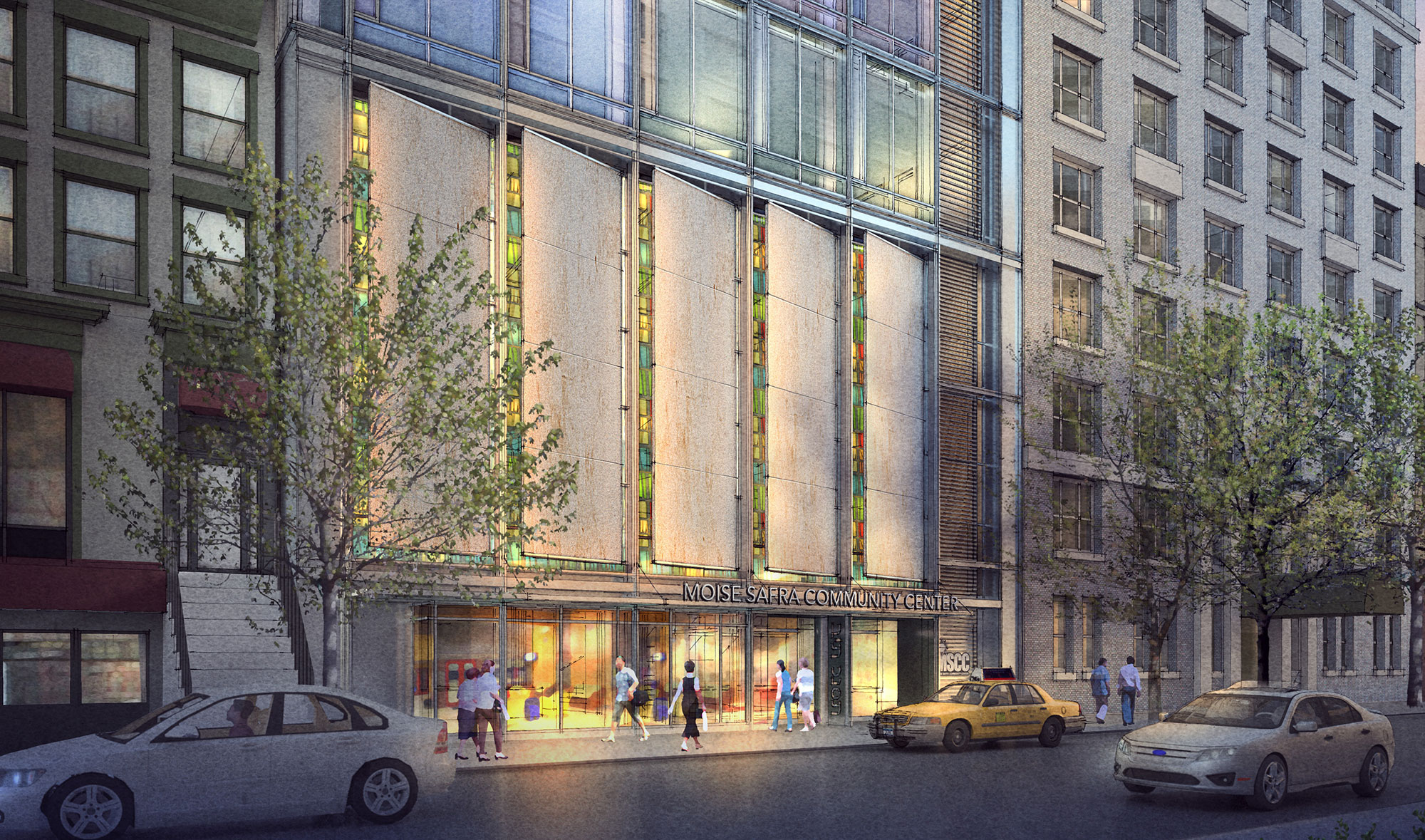 Rendering of Moise Safra Community Center, 130 East 82nd Street. By PBDW Architects via MSCC