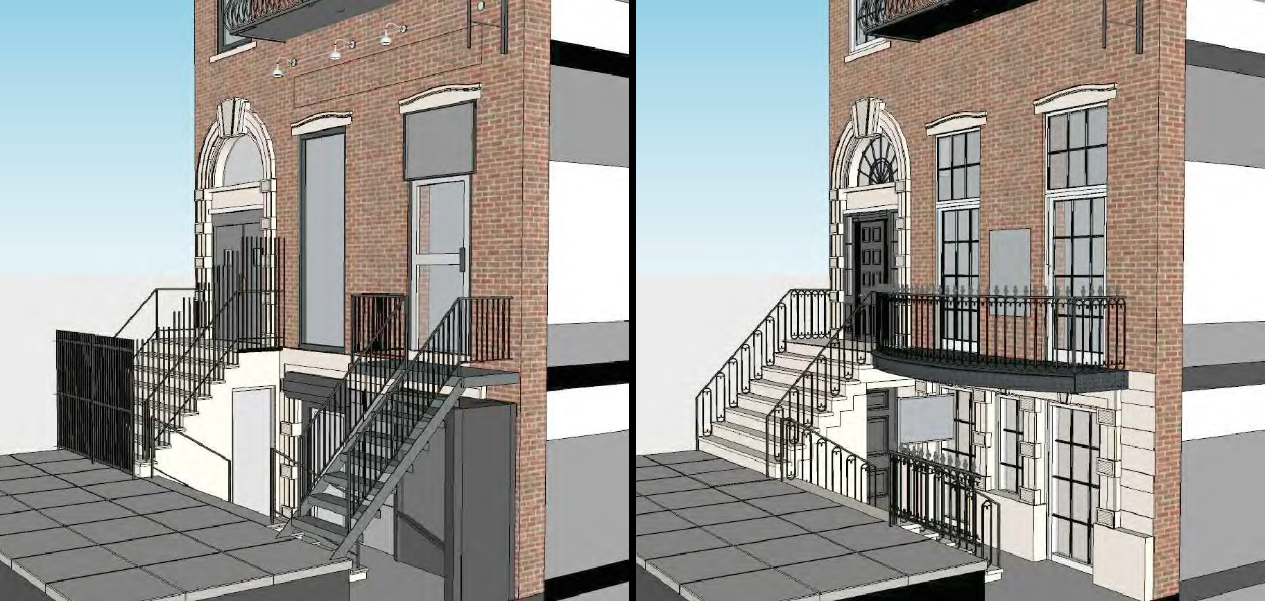 Ground and first floor of the Hamilton-Holly House, existing and proposed