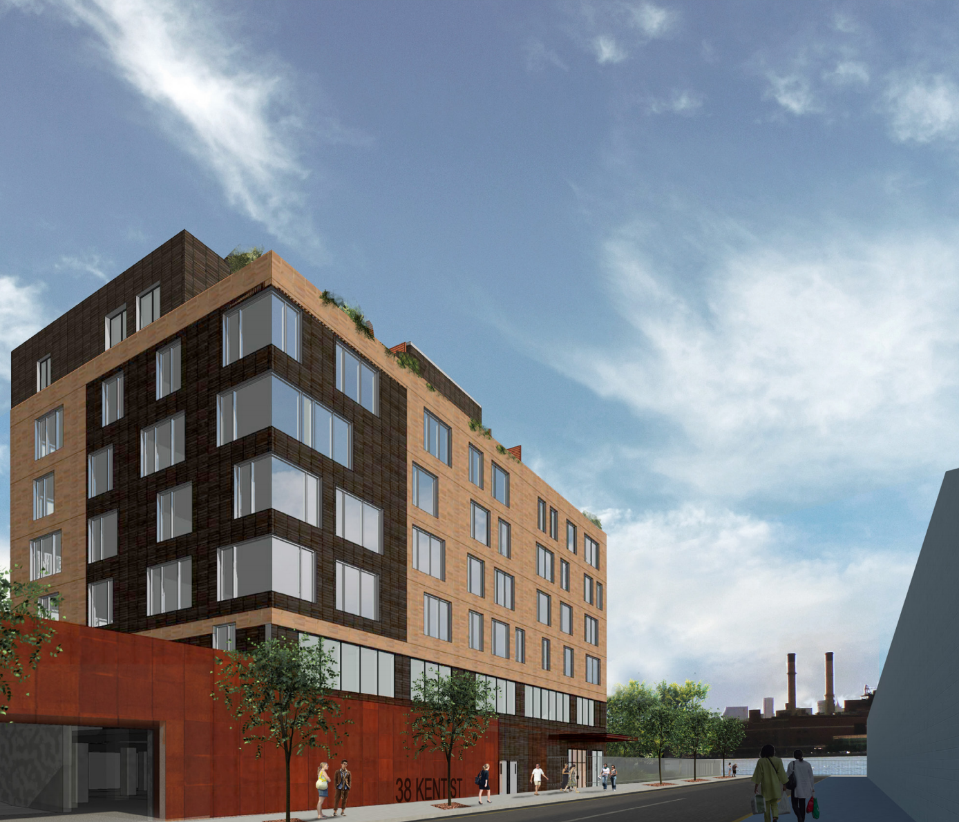 Rendering of as-of-right plan for 13 Greenpoint Avenue from Kent Street