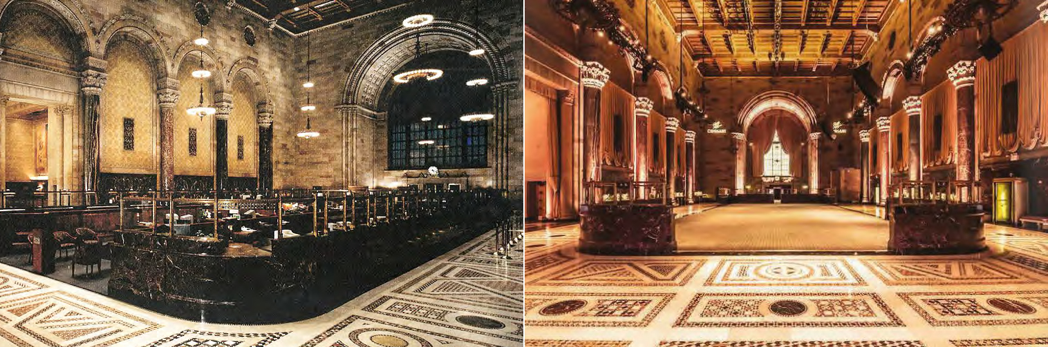 The Bowery Savings Bank in 1994 and after its conversion to Cipriani