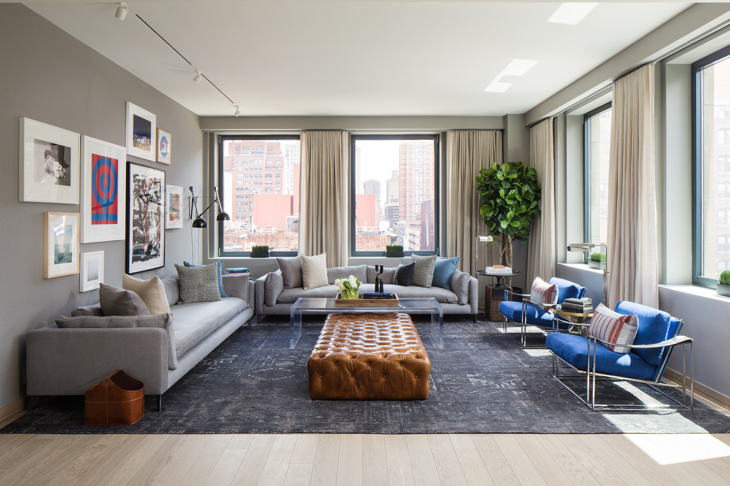 Living room in a seventh floor model unit at 88 Lexington Avenue. photo via HFZ Capital