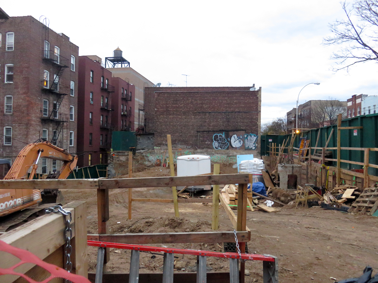 Foundation work, November 2015. Looking northeast from 38th Avenue.