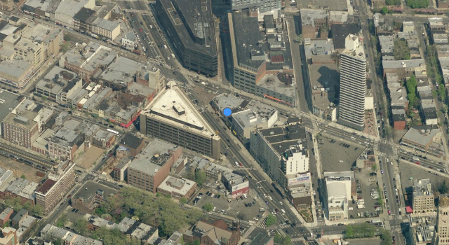 1 Flatbush Avenue, before construction of 66 Rockwell Place; image from Bing Maps