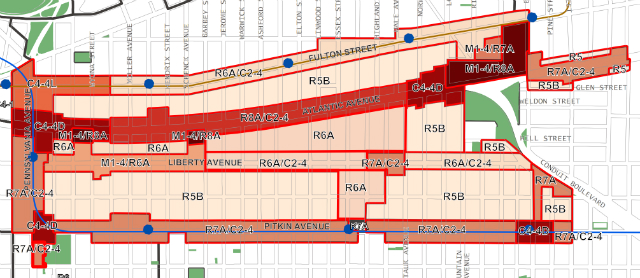 Proposed zoning for East New York, image from the Department of City Planning