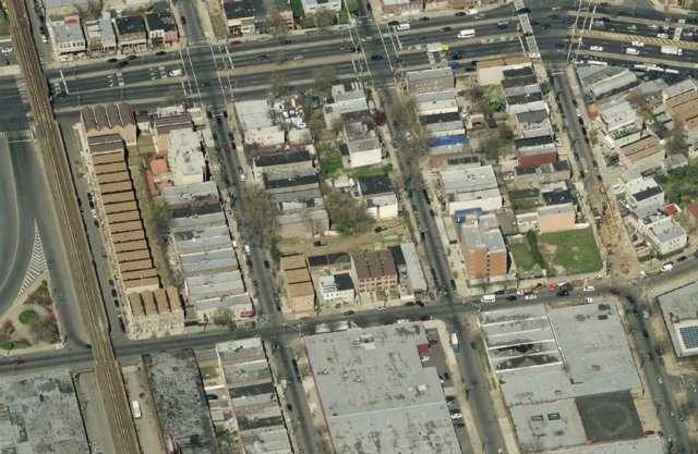 New Lots development (empty lots at center), image from Bing Maps