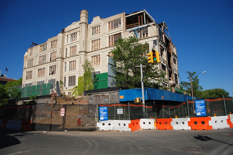 P.S. 31 pictured mid-demolition in April, photo by Nathan Kensinger for Curbed