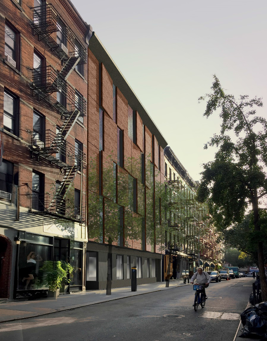 Rendering of the facade of the IFC Center at 14-16 Cornelia Street, approved by the LPC.