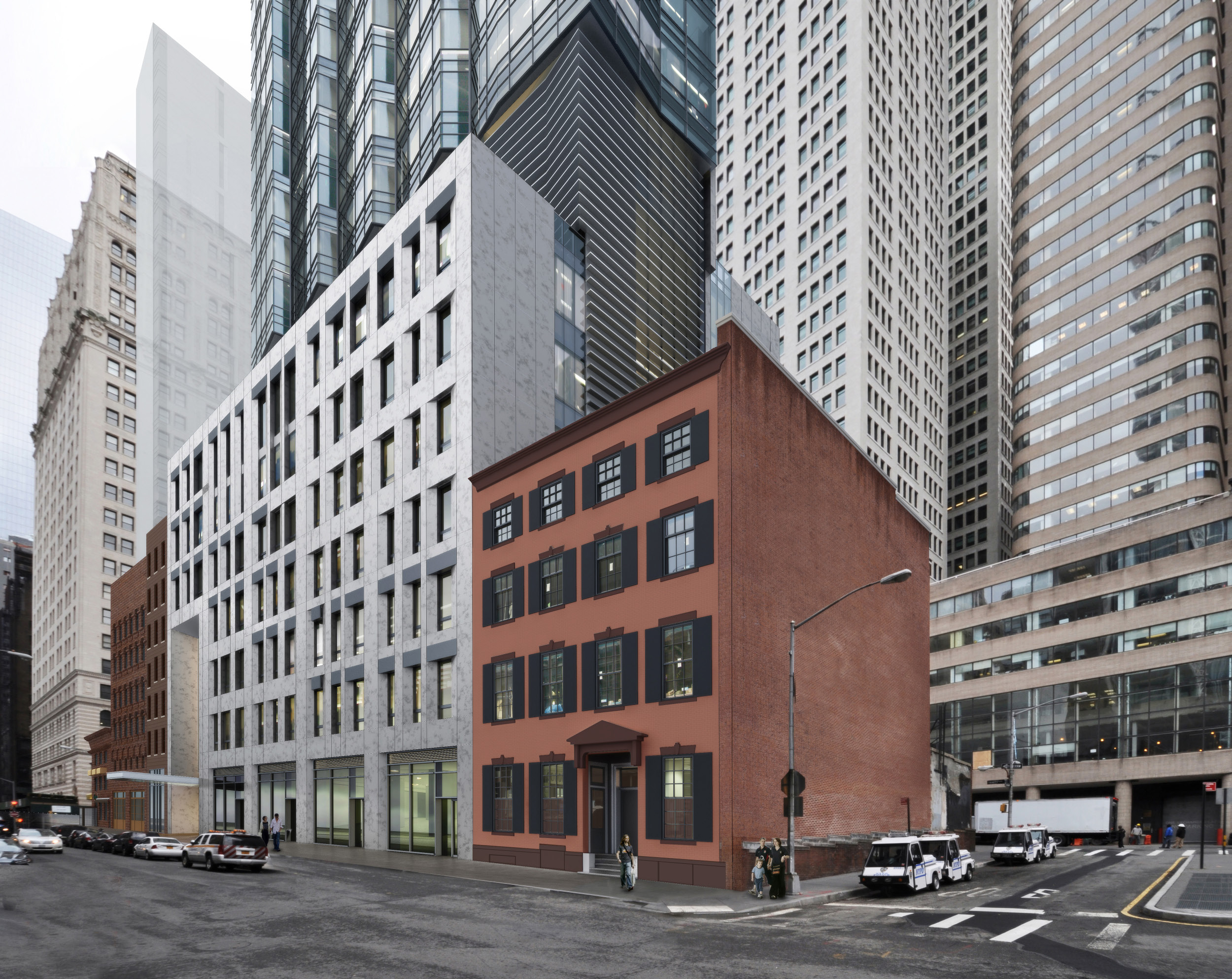 Proposed condition at 67 Greenwich Street with 77 Greenwich Street/42 Trinity Place to the left.