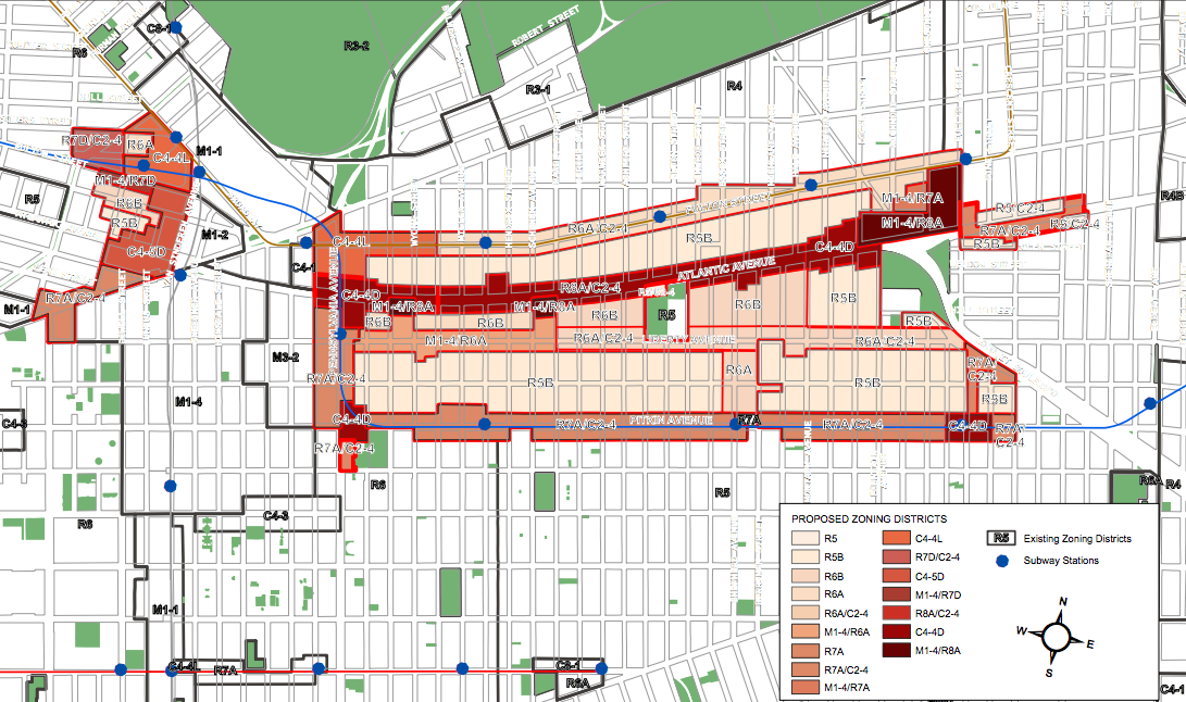 Map of the proposed East New York rezoning via Department of City Planning