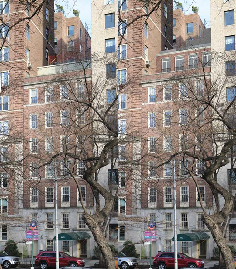 1143 Fifth Avenue, existing and proposed views
