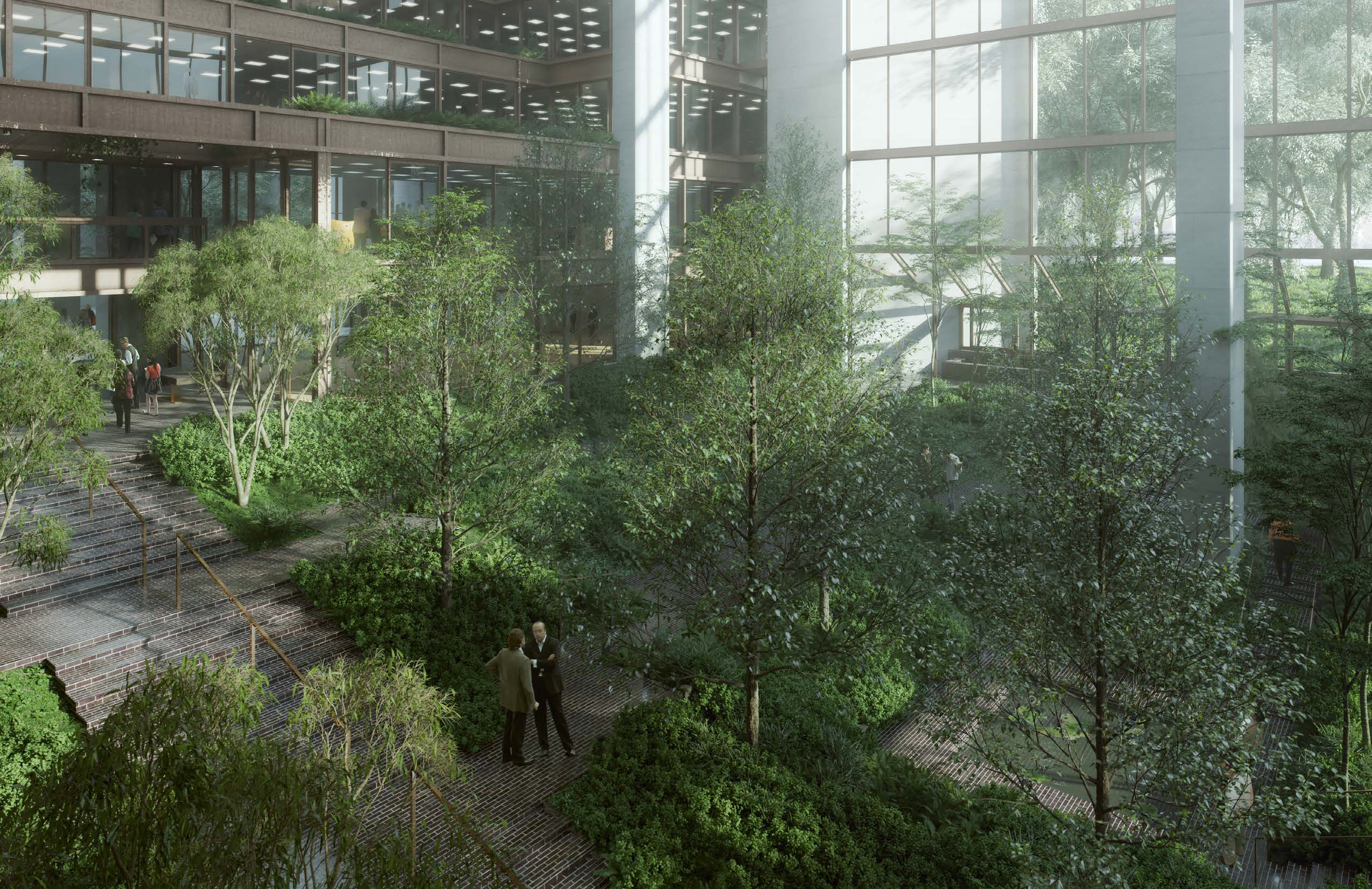Rendering of the Ford Foundation atrium, 320 East 43rd Street
