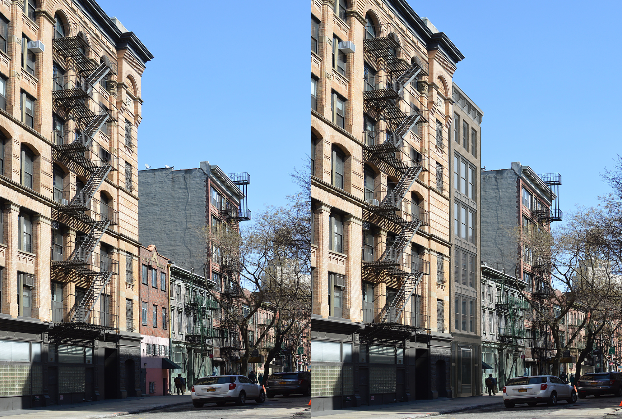 25 Bleecker Street, existing and proposed conditions.