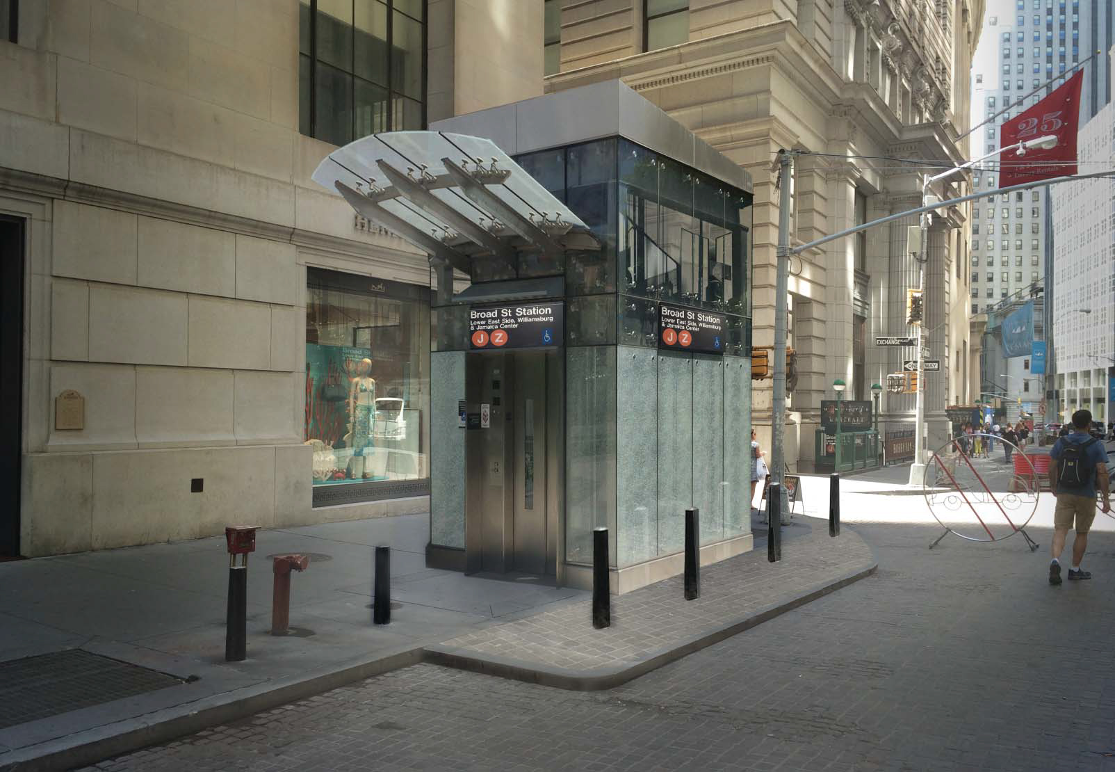 Rendering of east side elevator for Broad Street J/Z subway station