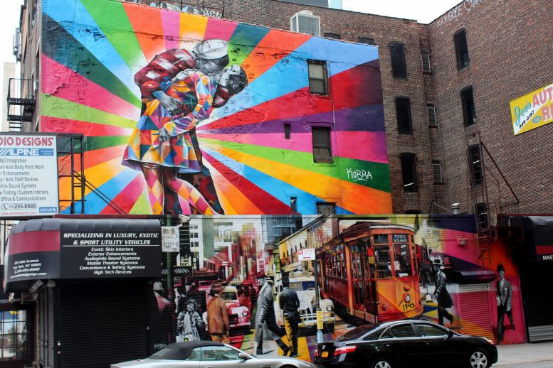 The Eduardo Kobra mural that used to occupy the side of 253 10th Avenue, which is about to be redeveloped.