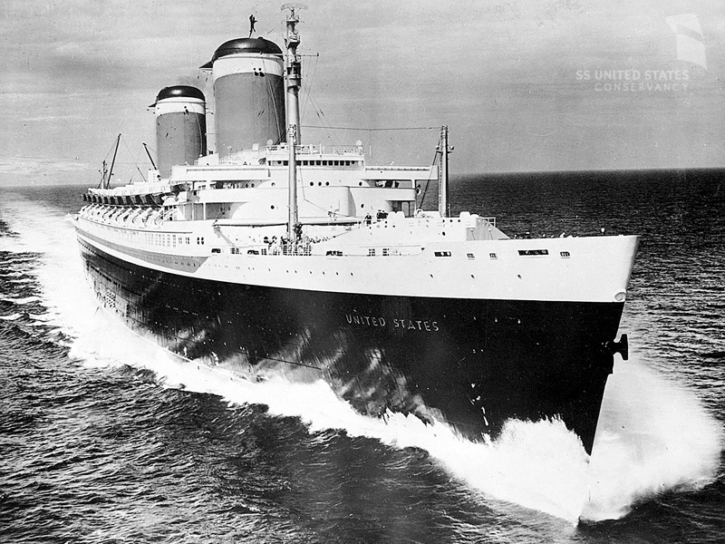 SS United States on her sea trials, June 10, 1952. Photo courtesy of Charles Anderson and the SS United States Conservancy