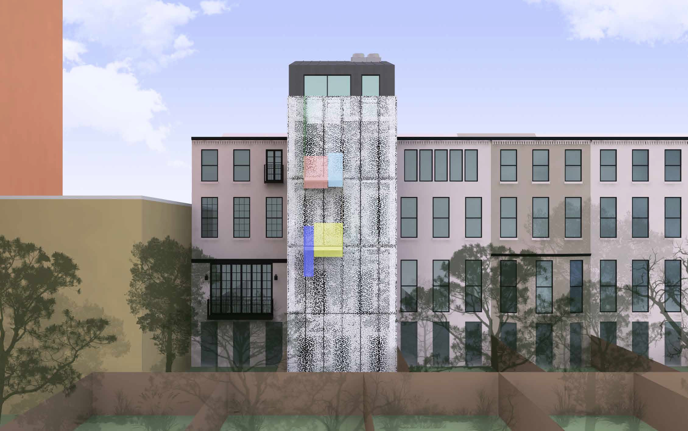 Proposed rear of 210 East 62nd Street, with screen closed