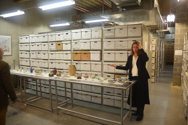 Jessica MacLean, urban archaeologist for the Landmarks Preservation Commission, welcomes people to the NYC Archaeological Repository Nan A. Rotshschild Research Center. All photos by the author unless noted