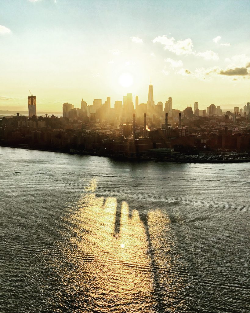 View of Lower Manhattan at sunset, photo taken by @mchlanglo793