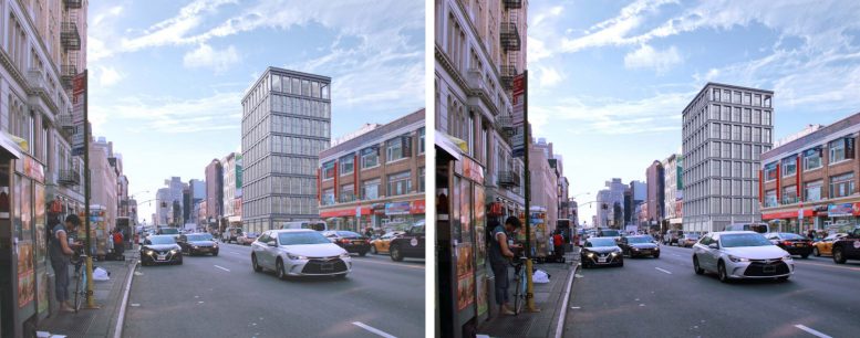 419 Broadway, (Left) Design Proposed October (Right) Accepted Design, rendering by Morris Adjmi