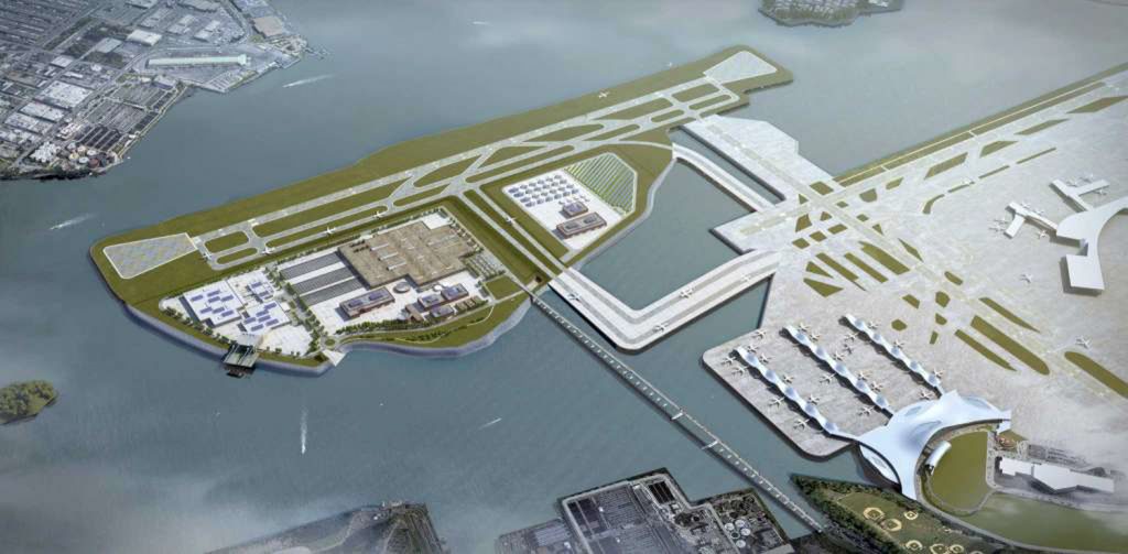 Laguardia Extension onto Rikers Island, proposal by FXFOWLE Architects