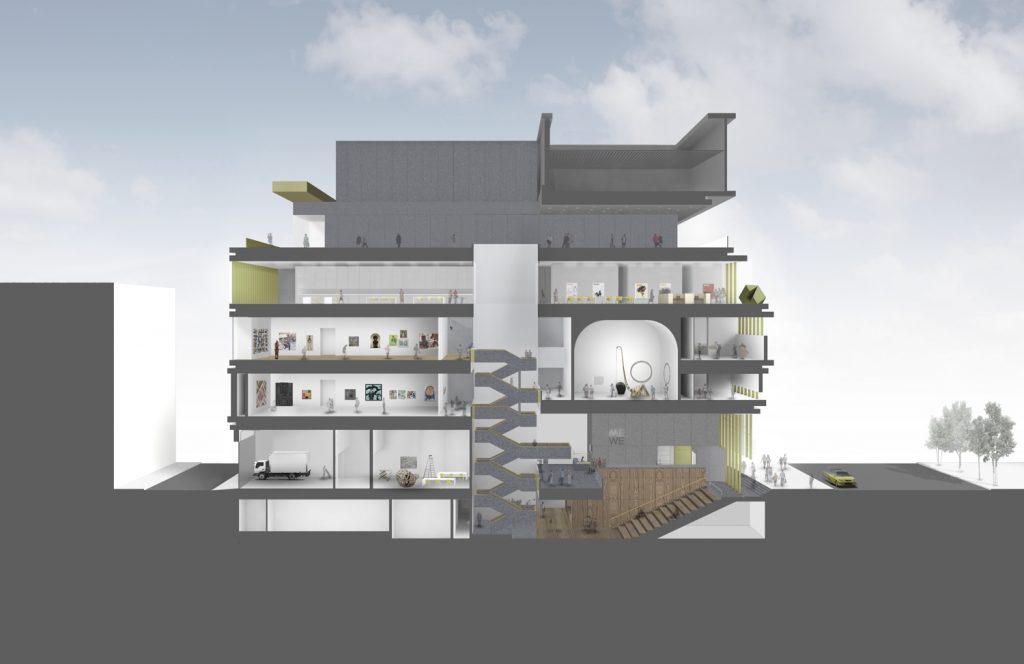 Section View of Studio Museum of Harlem, design by Adjaye Associates