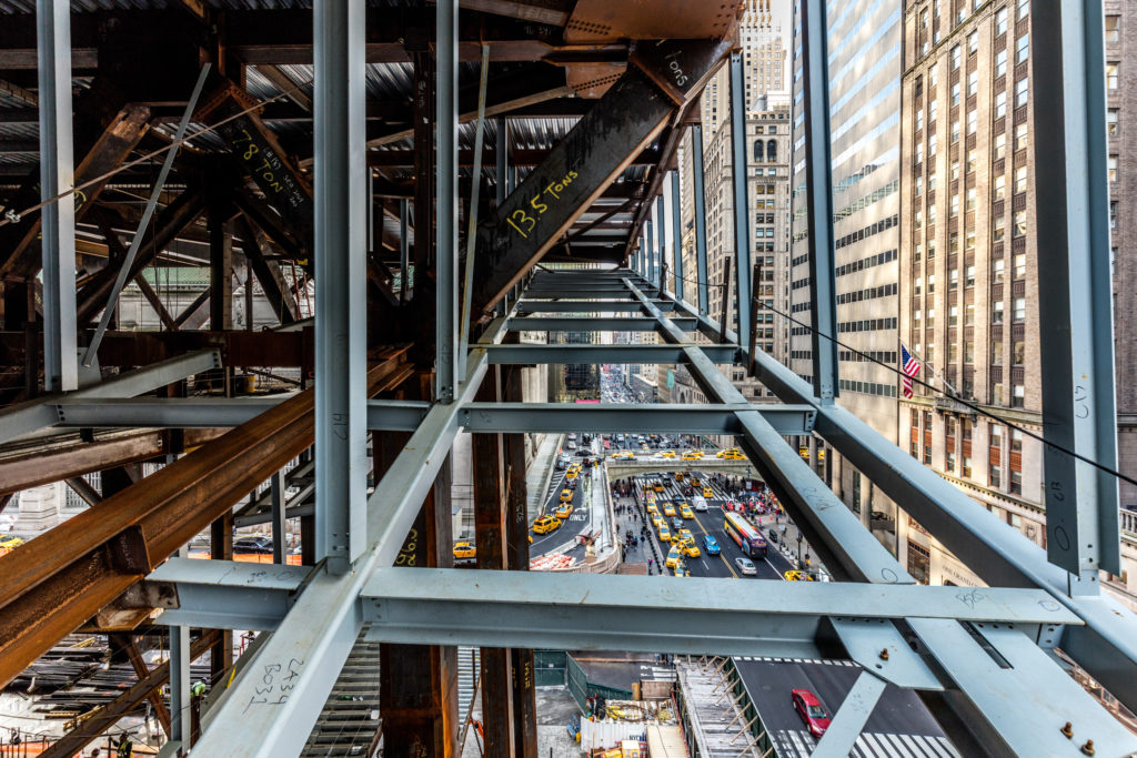 Angled cantilevering component on One Vanderbilt, image by Max Touhley