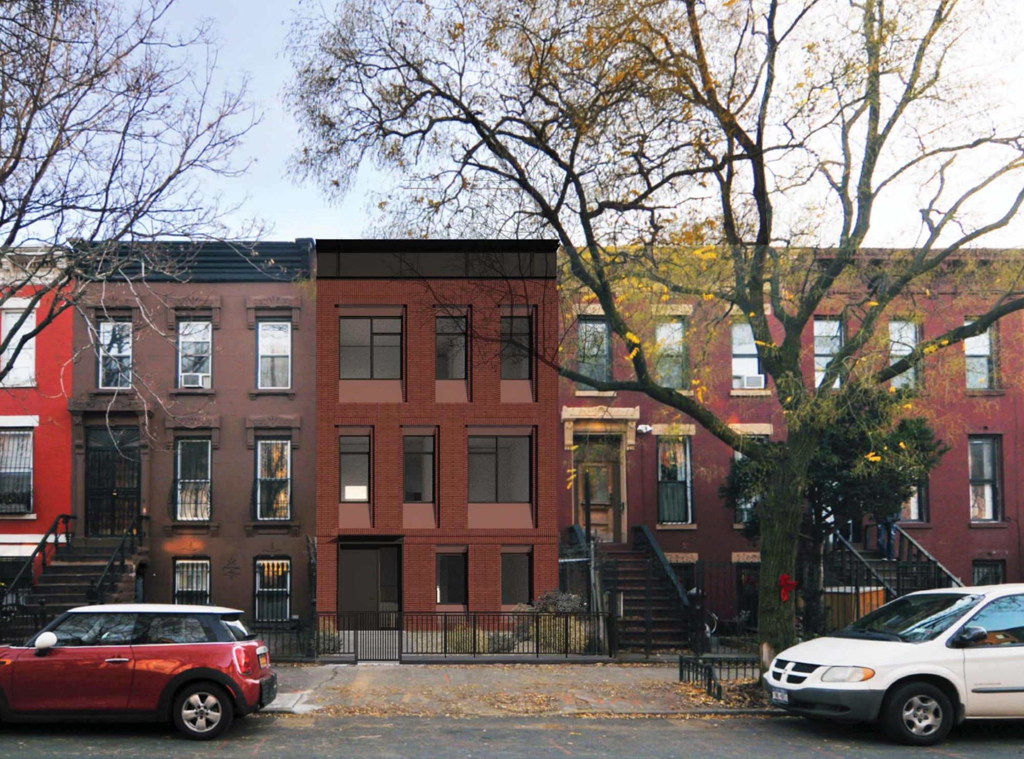 Street view of updated 514 Halsey Street, rendering by Kane Architecture and Urban Design