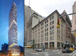 1710 Broadway, via Colliers International, design by PLP Architecture. 1710 Broadway extant at right via Google Maps